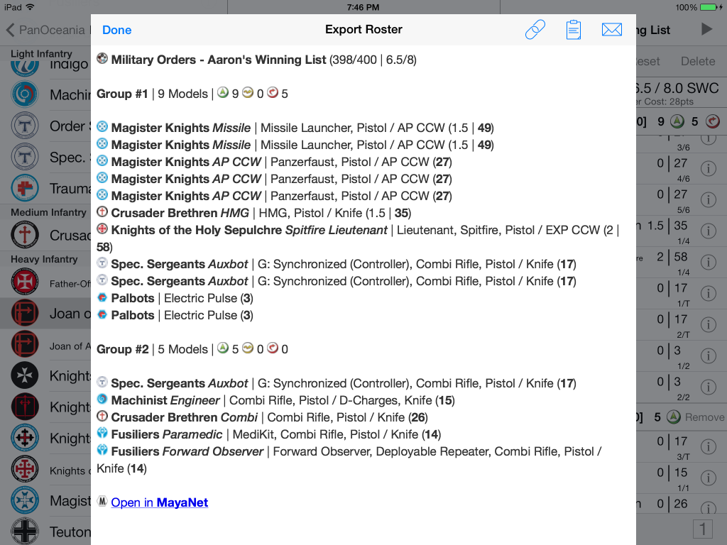 HTML-stylized list; you can link, save to clipboard and email
